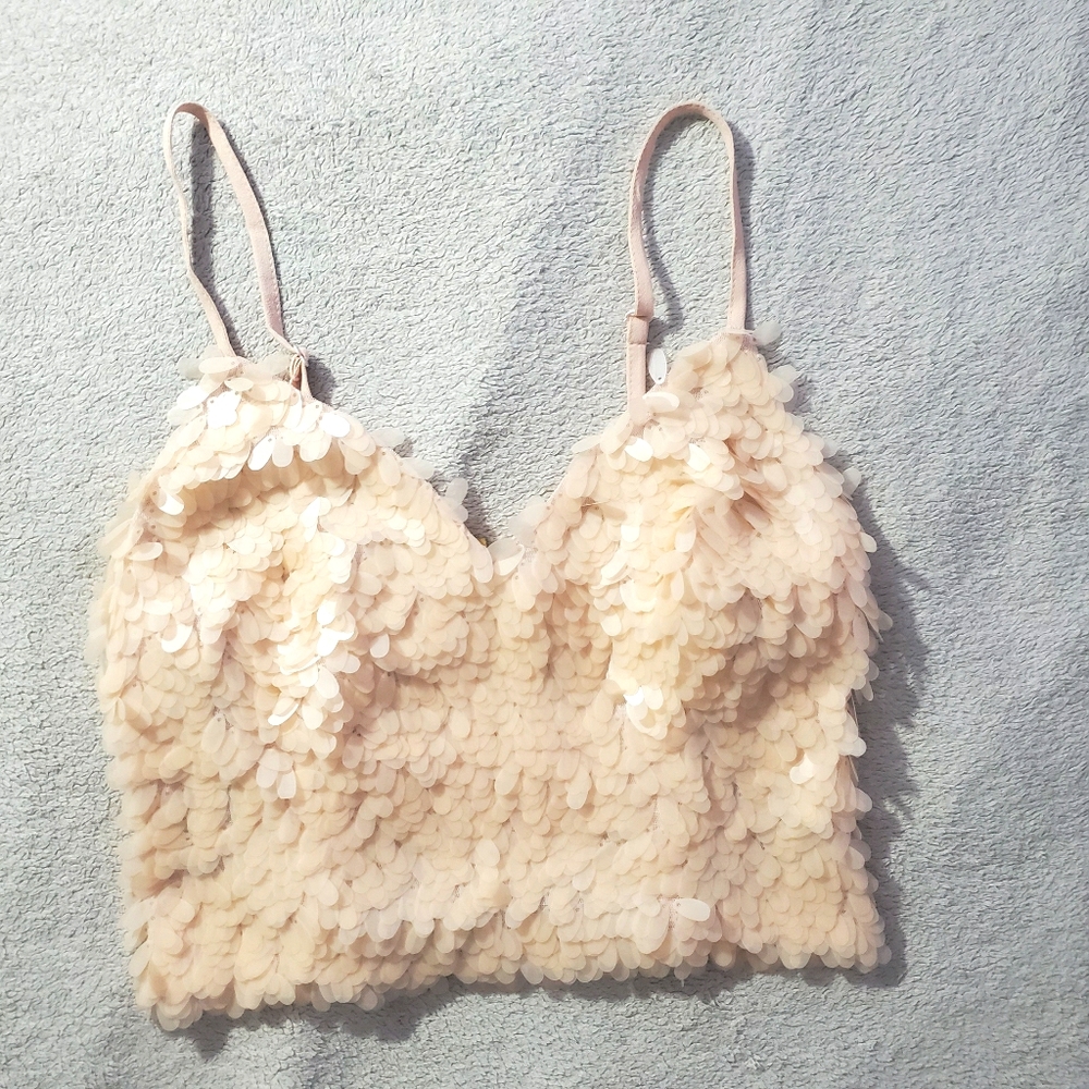 Bebe Baby Pink Sequin Crop Top